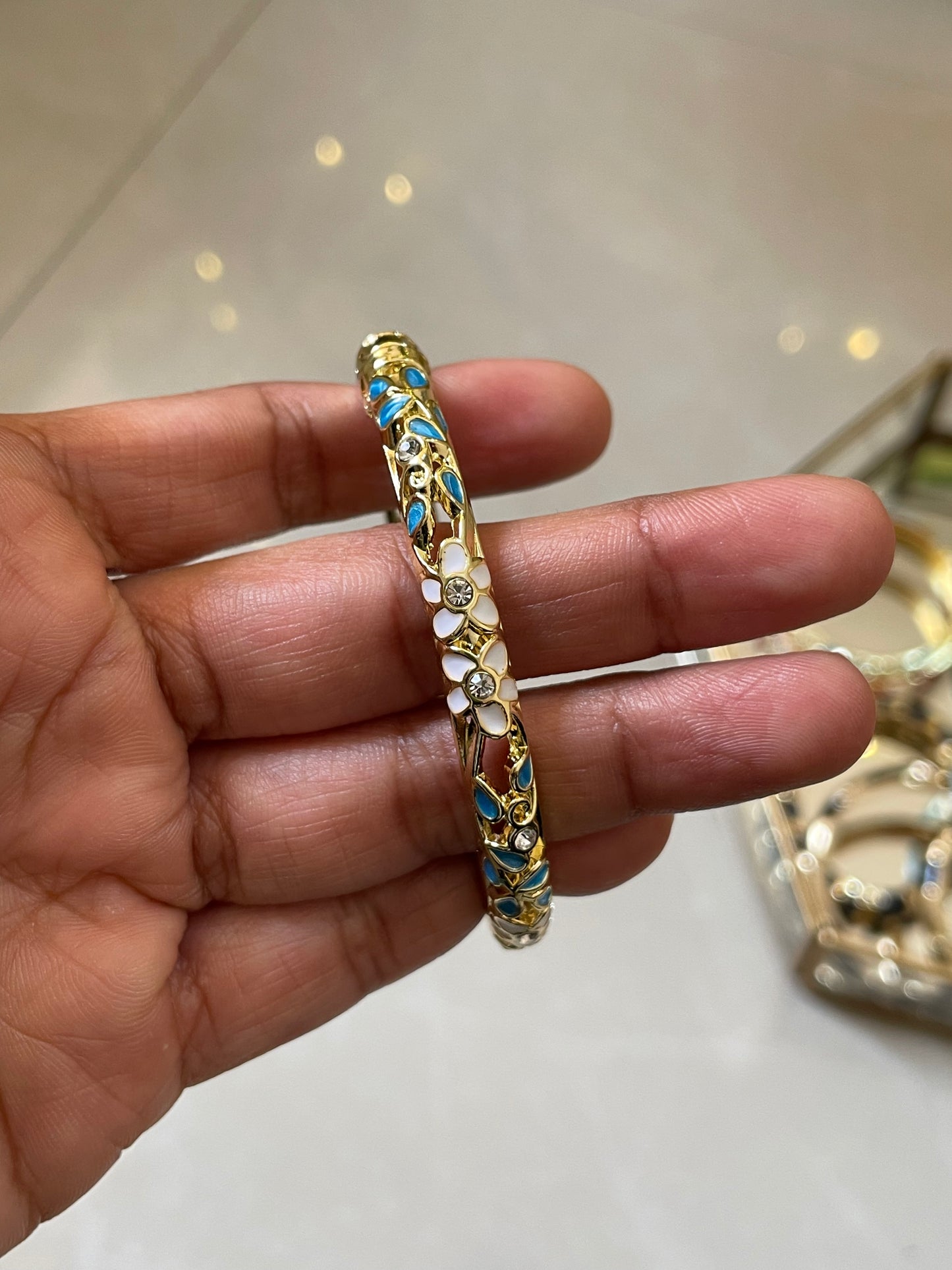 Azure Petal Enamel Bangle