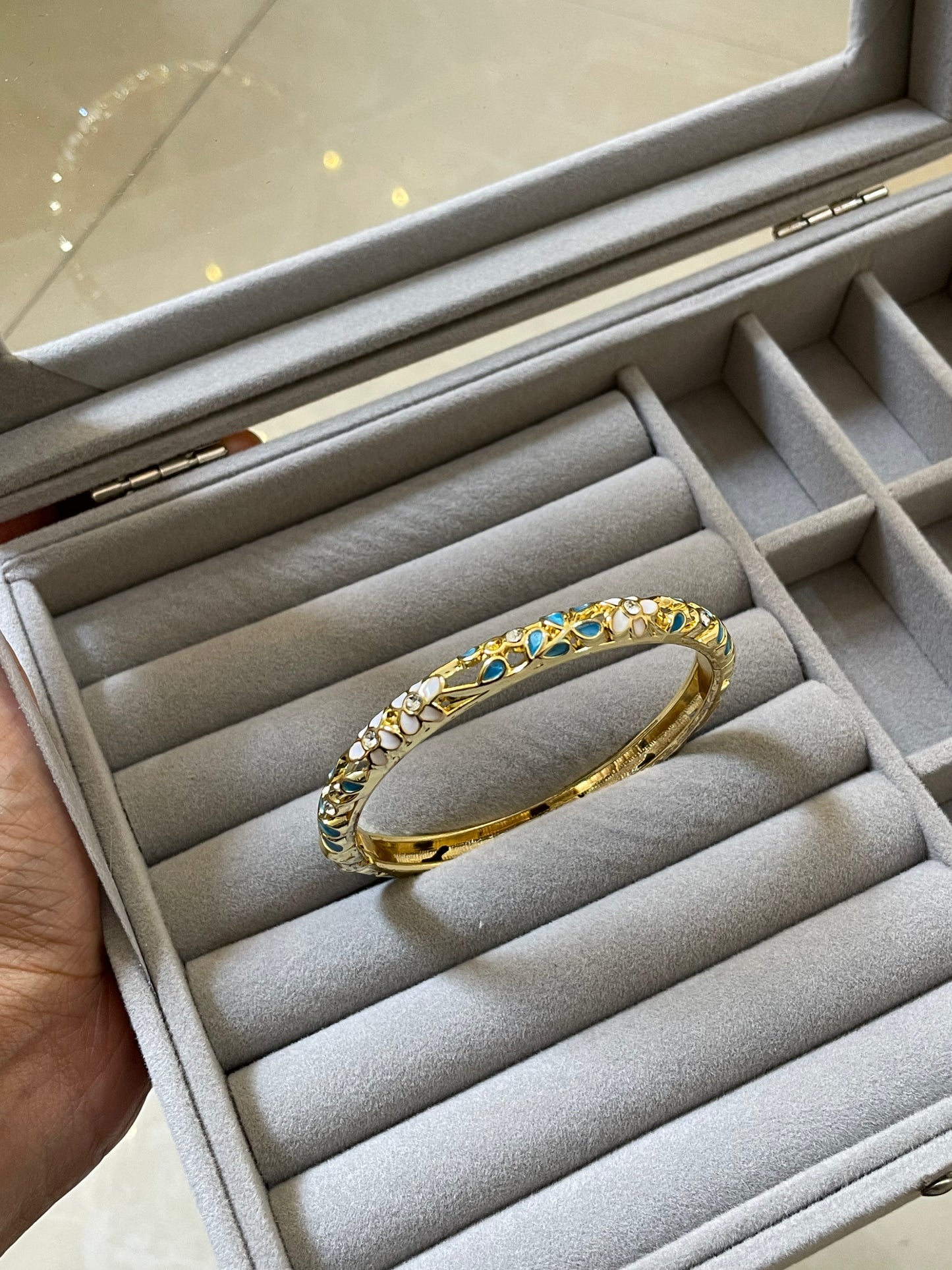 Azure Petal Enamel Bangle