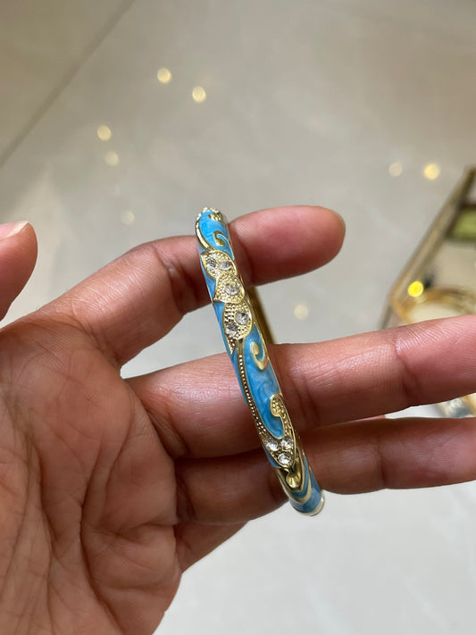Azure Blue Wave Enamel Bangle