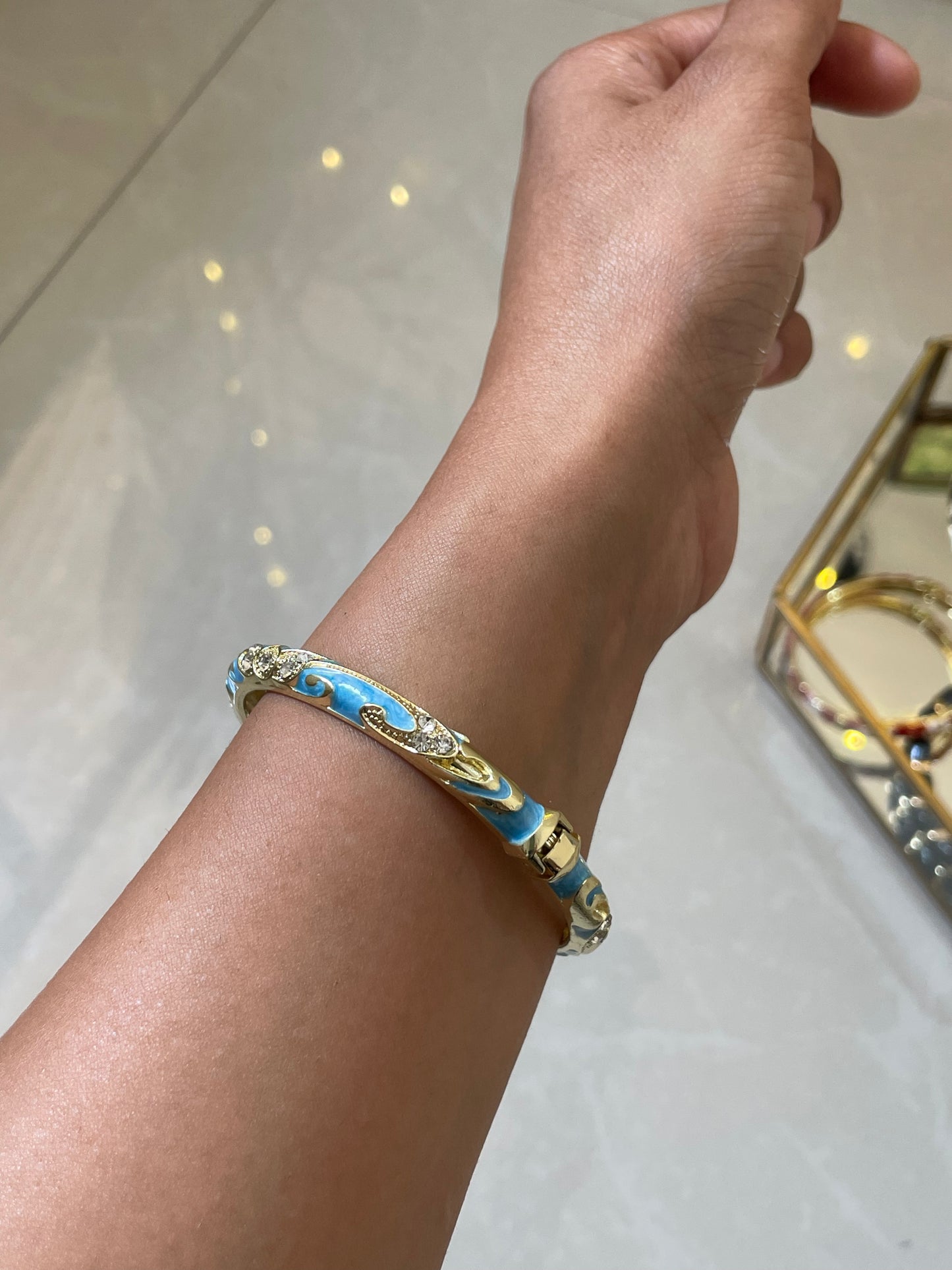 Azure Blue Wave Enamel Bangle