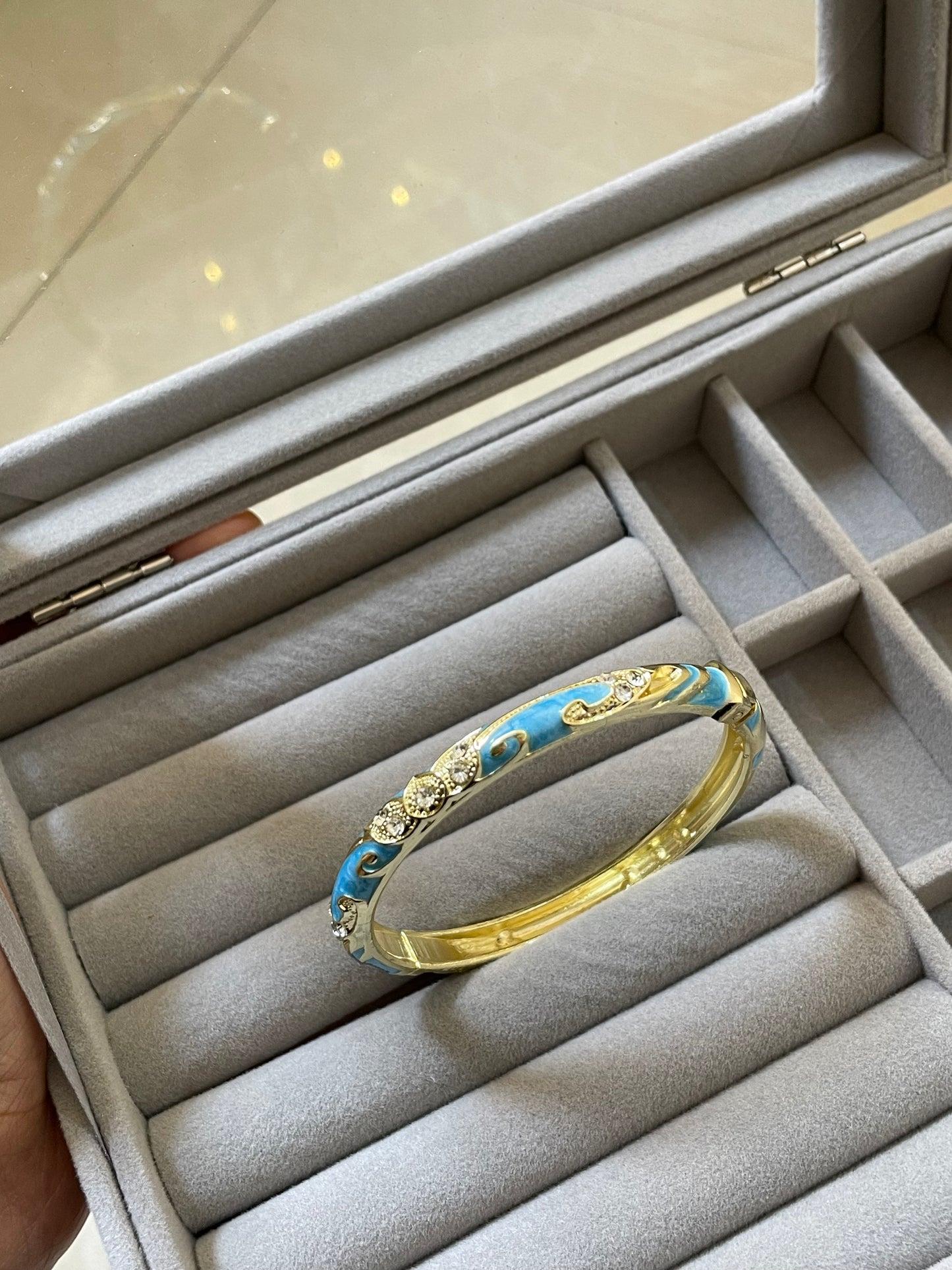 Azure Blue Wave Enamel Bangle
