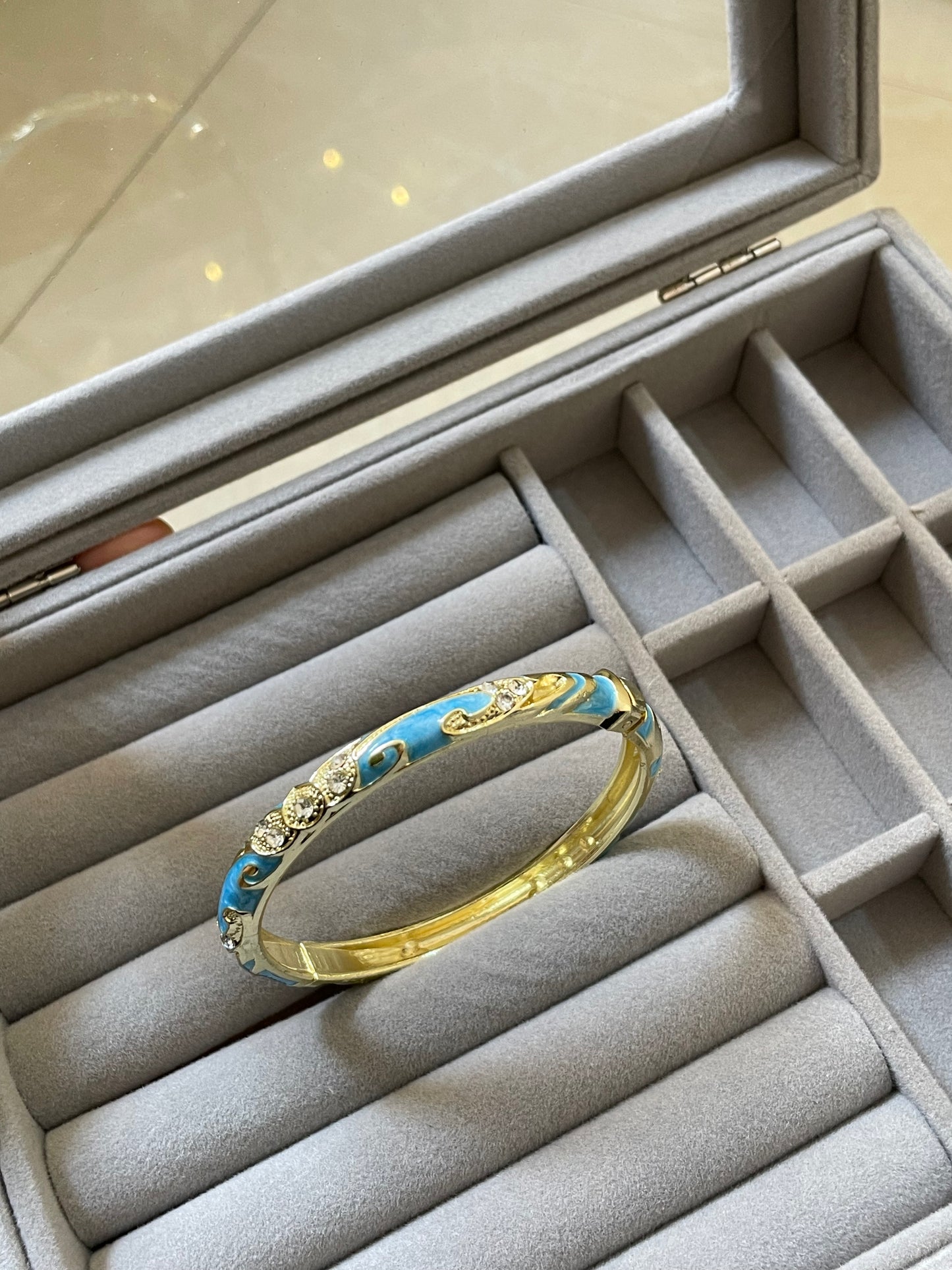 Azure Blue Wave Enamel Bangle