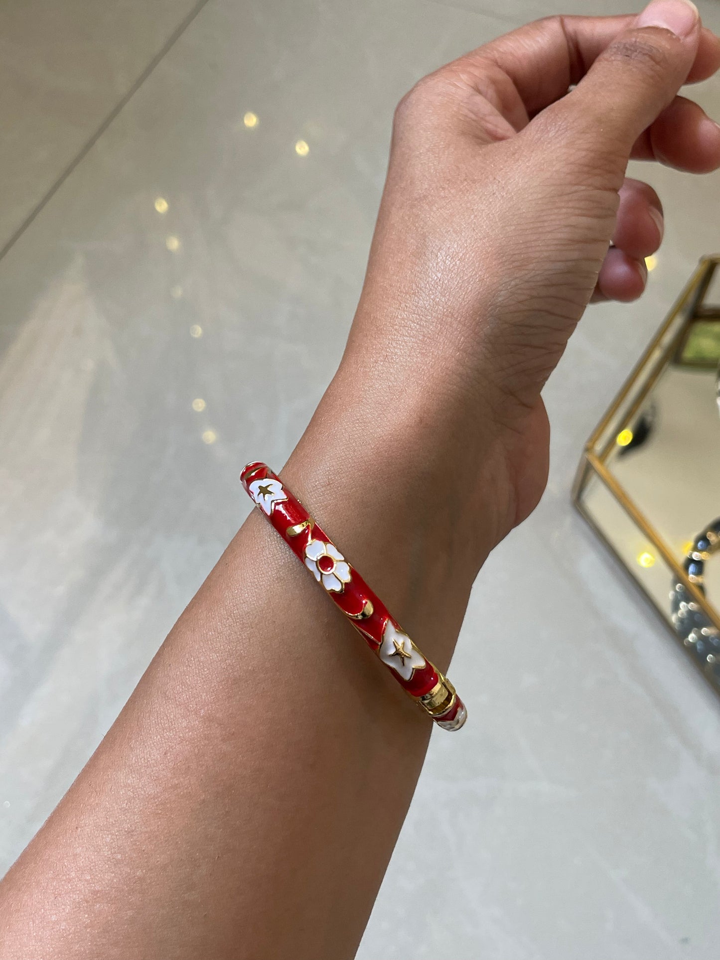 Cherry Blossom Star Enamel Bangle