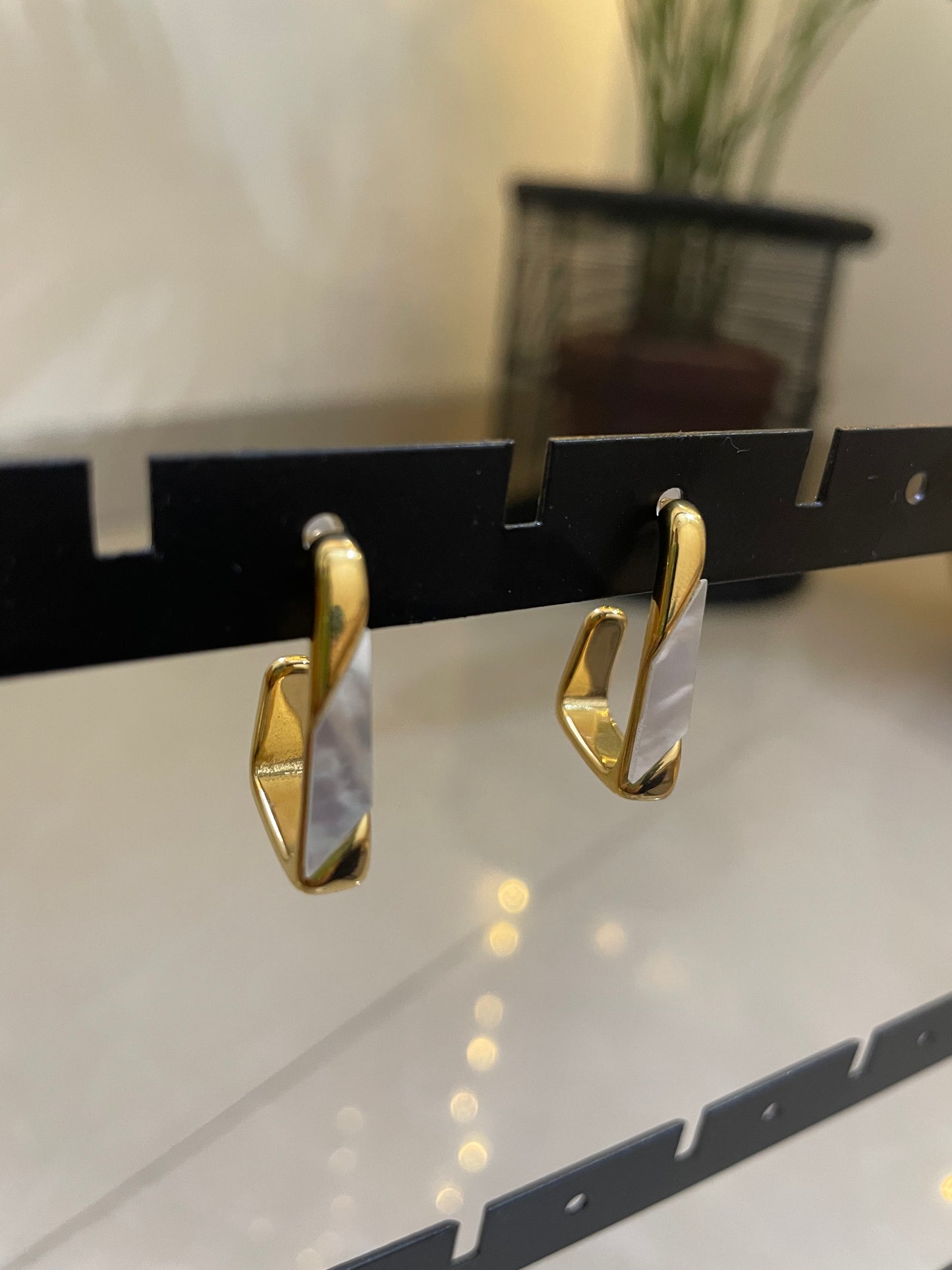 Celeste Shell Modernist Hoops