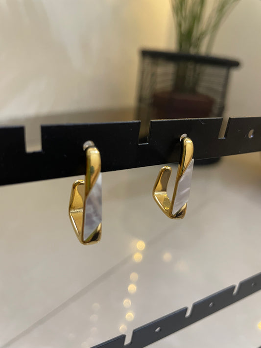 Celeste Shell Modernist Hoops