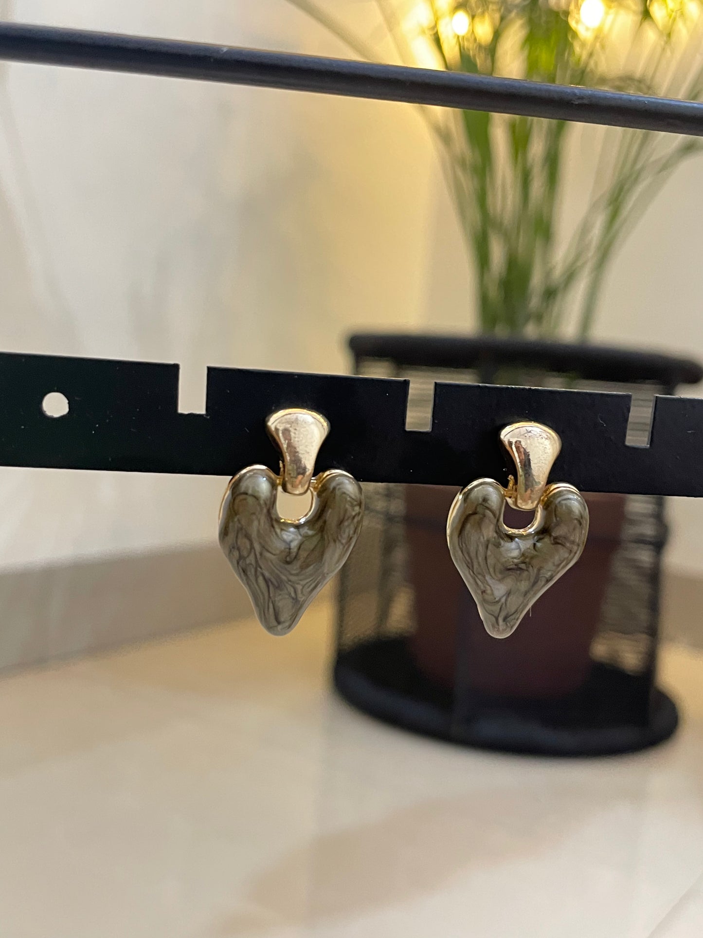 Sculpted Heart Charm Earrings
