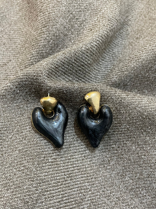 Sculpted Heart Charm Earrings
