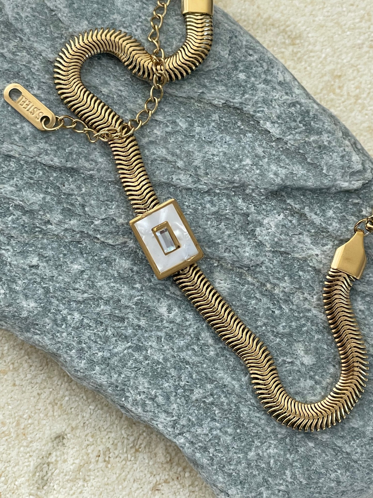 Mother of Pearl Inlay Herringbone Bracelet