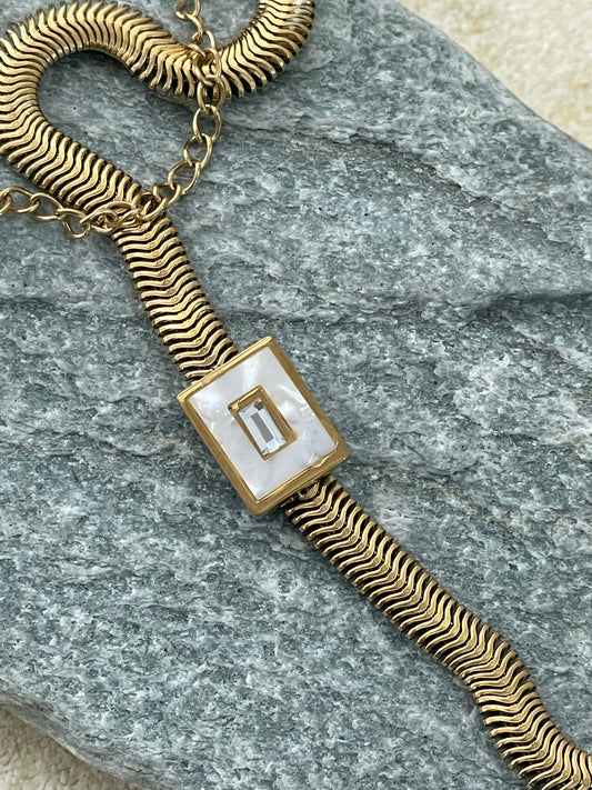 Mother of Pearl Inlay Herringbone Bracelet