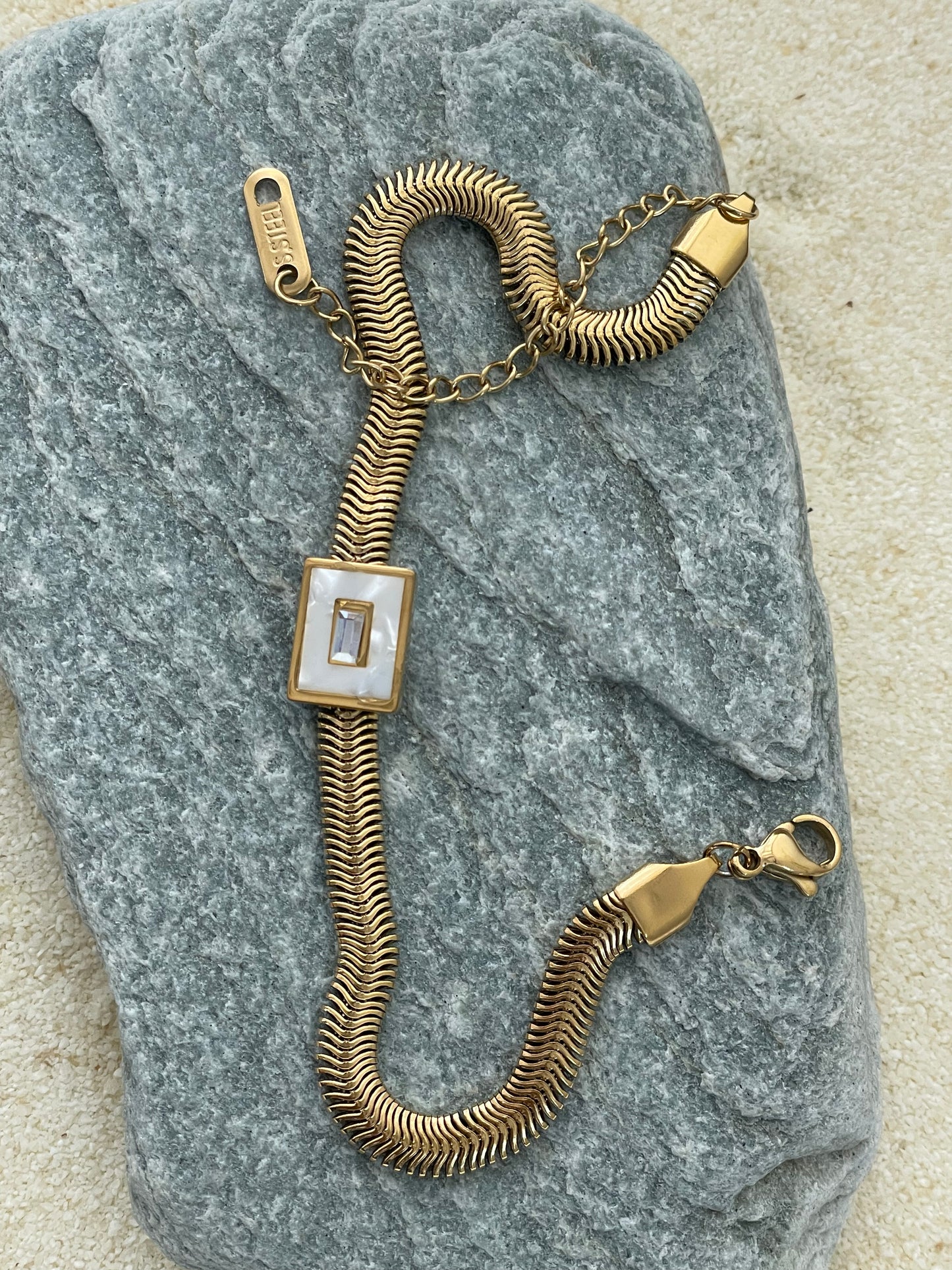 Mother of Pearl Inlay Herringbone Bracelet