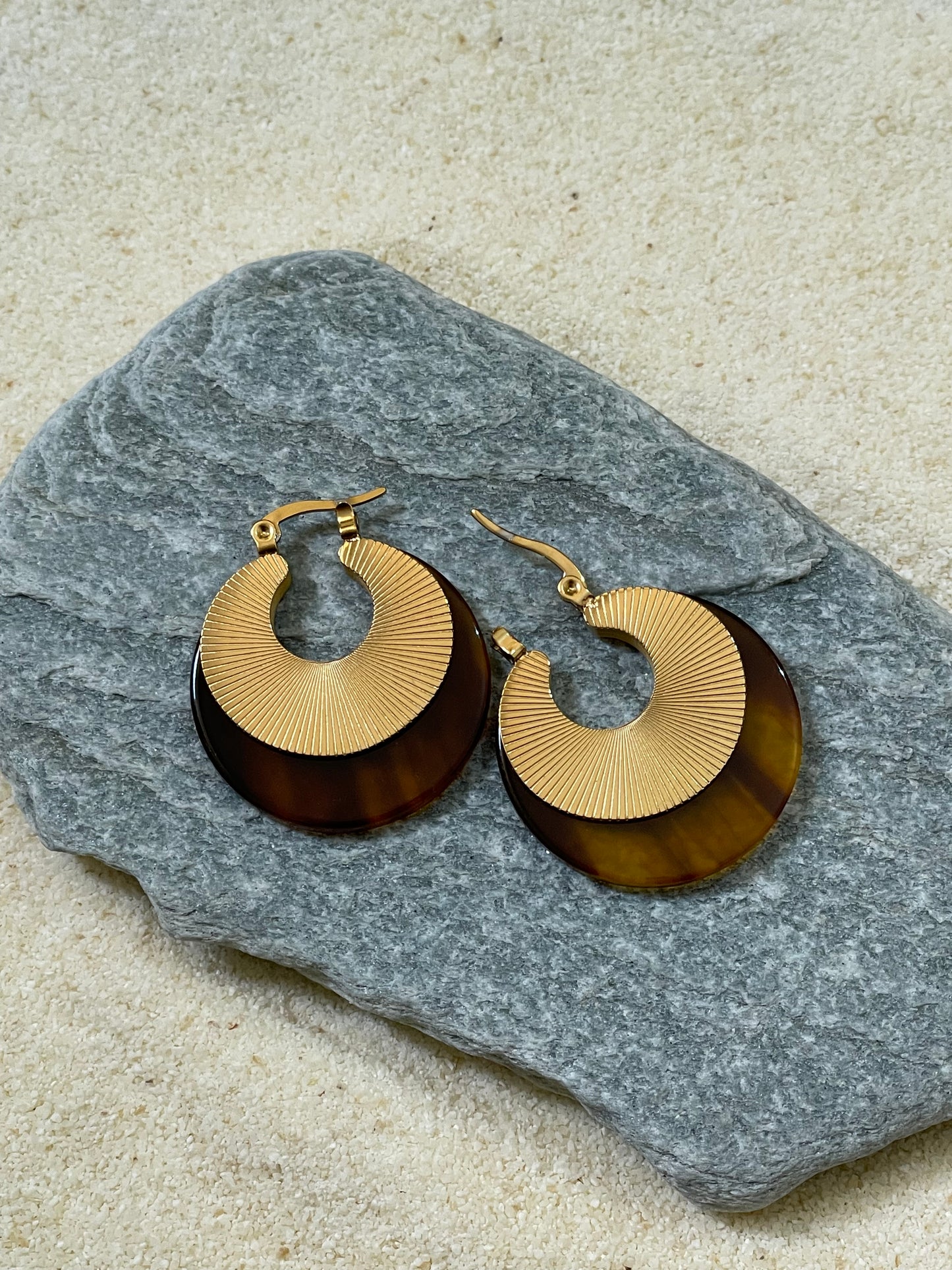 Resin and gold hoops