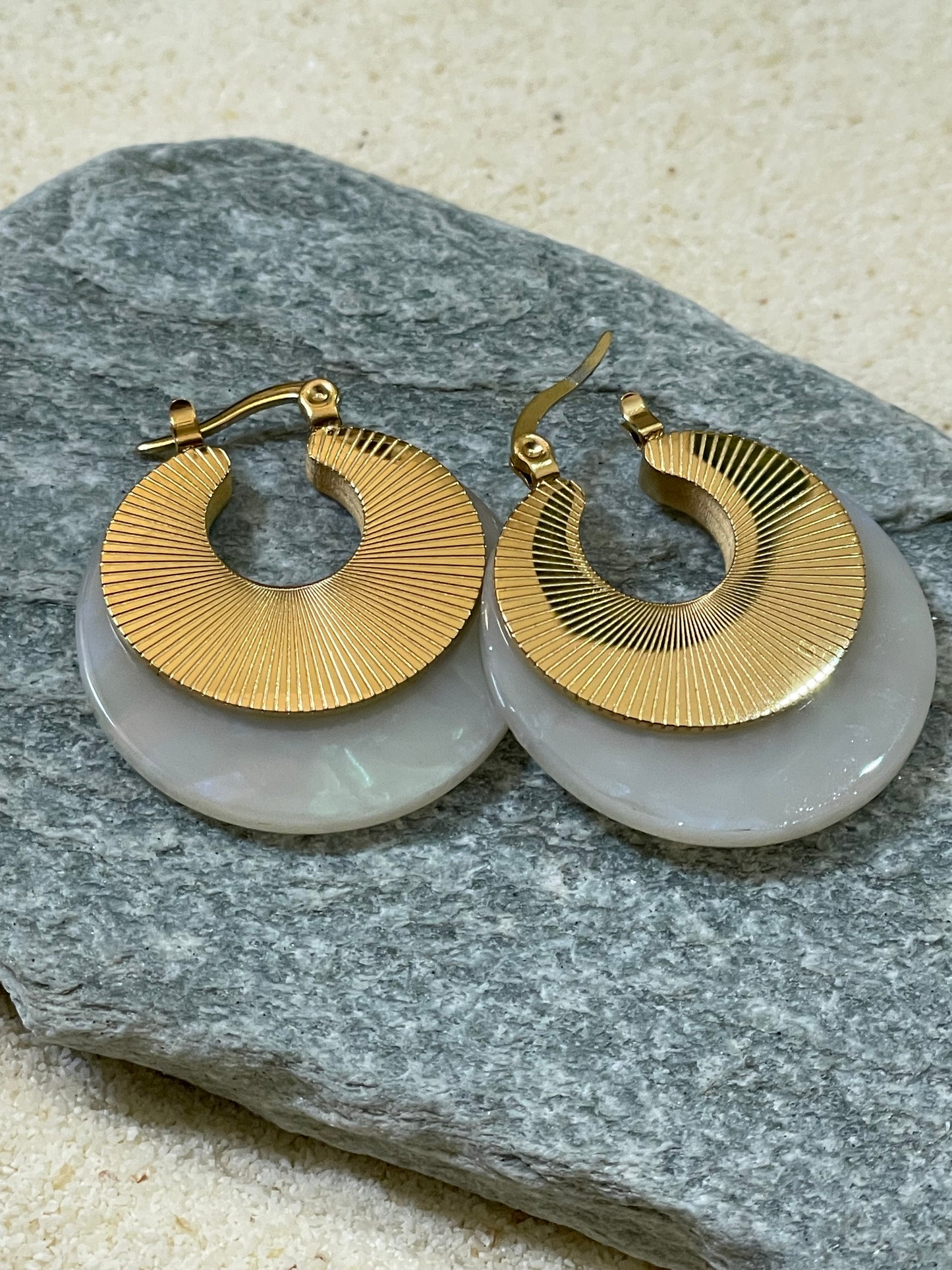 Resin and gold hoops