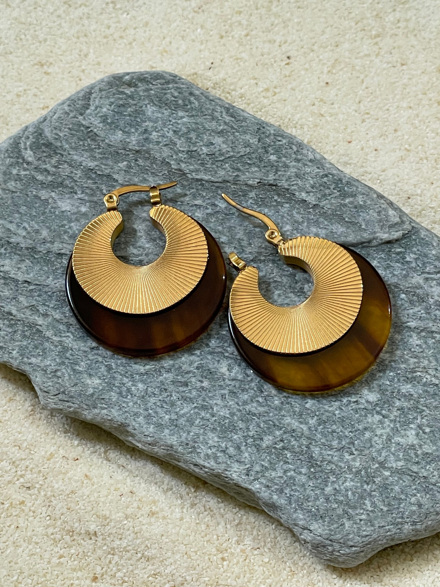 Resin and gold hoops