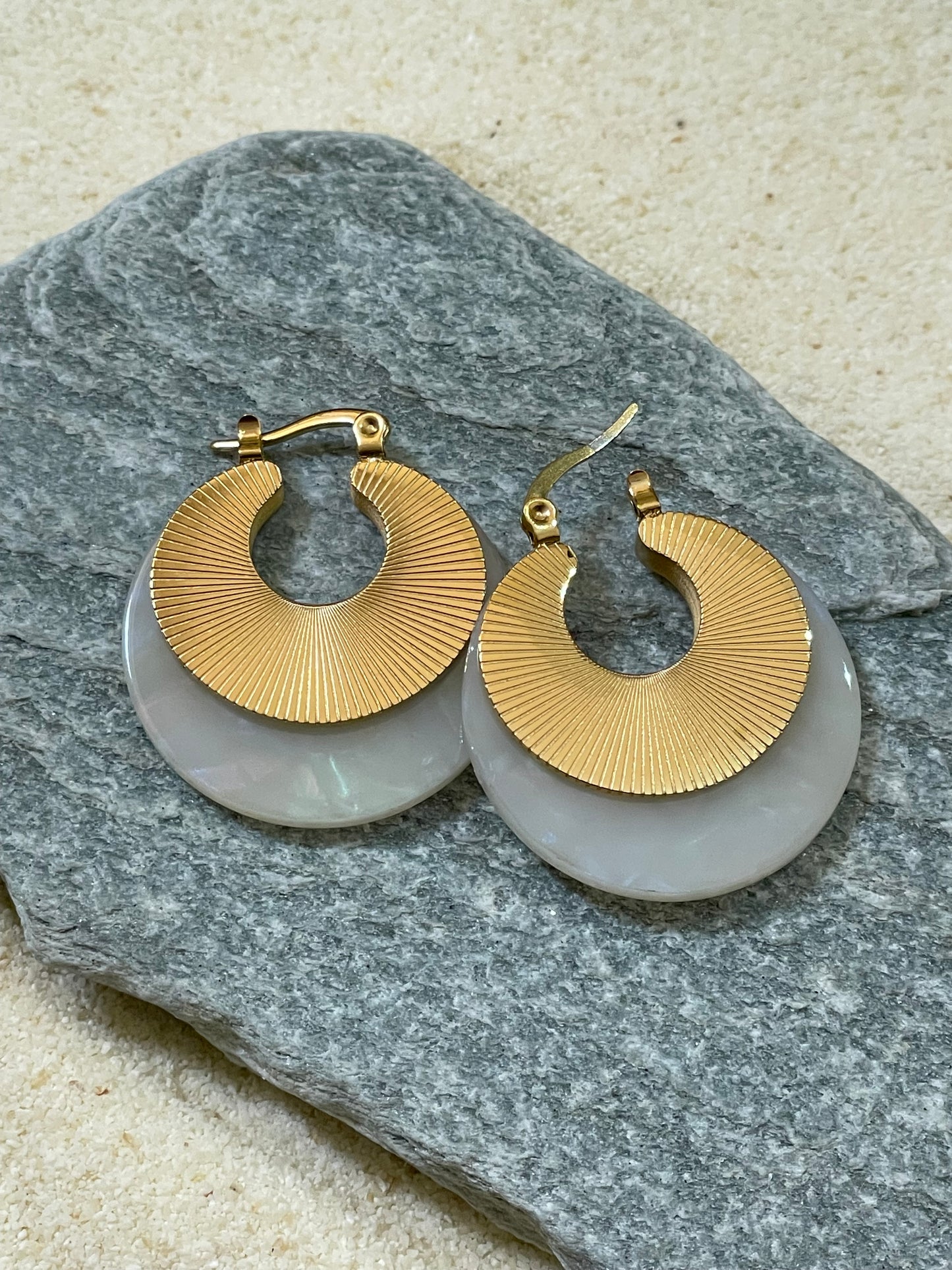 Resin and gold hoops