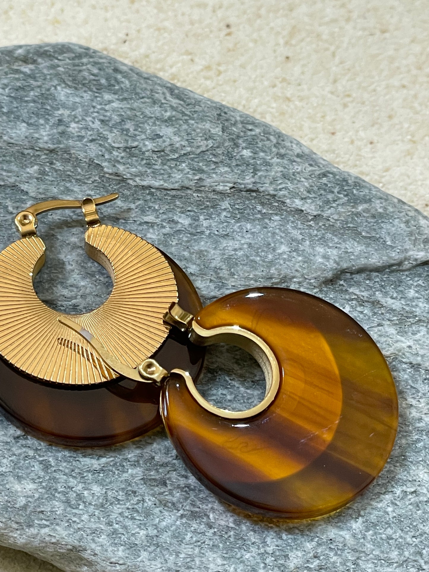 Resin and gold hoops