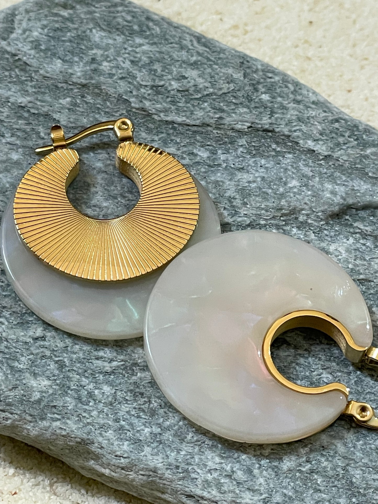 Resin and gold hoops