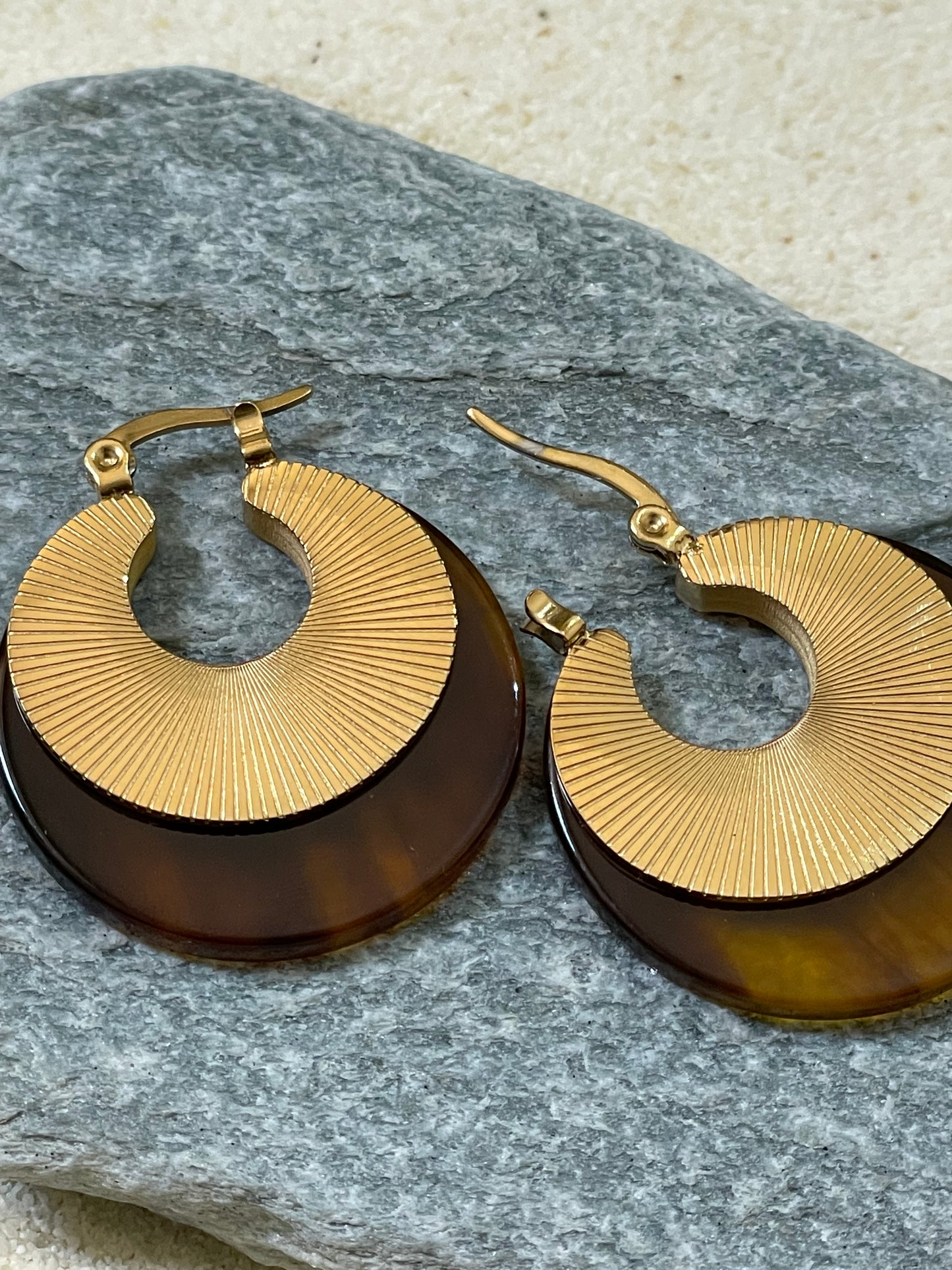 Resin and gold hoops