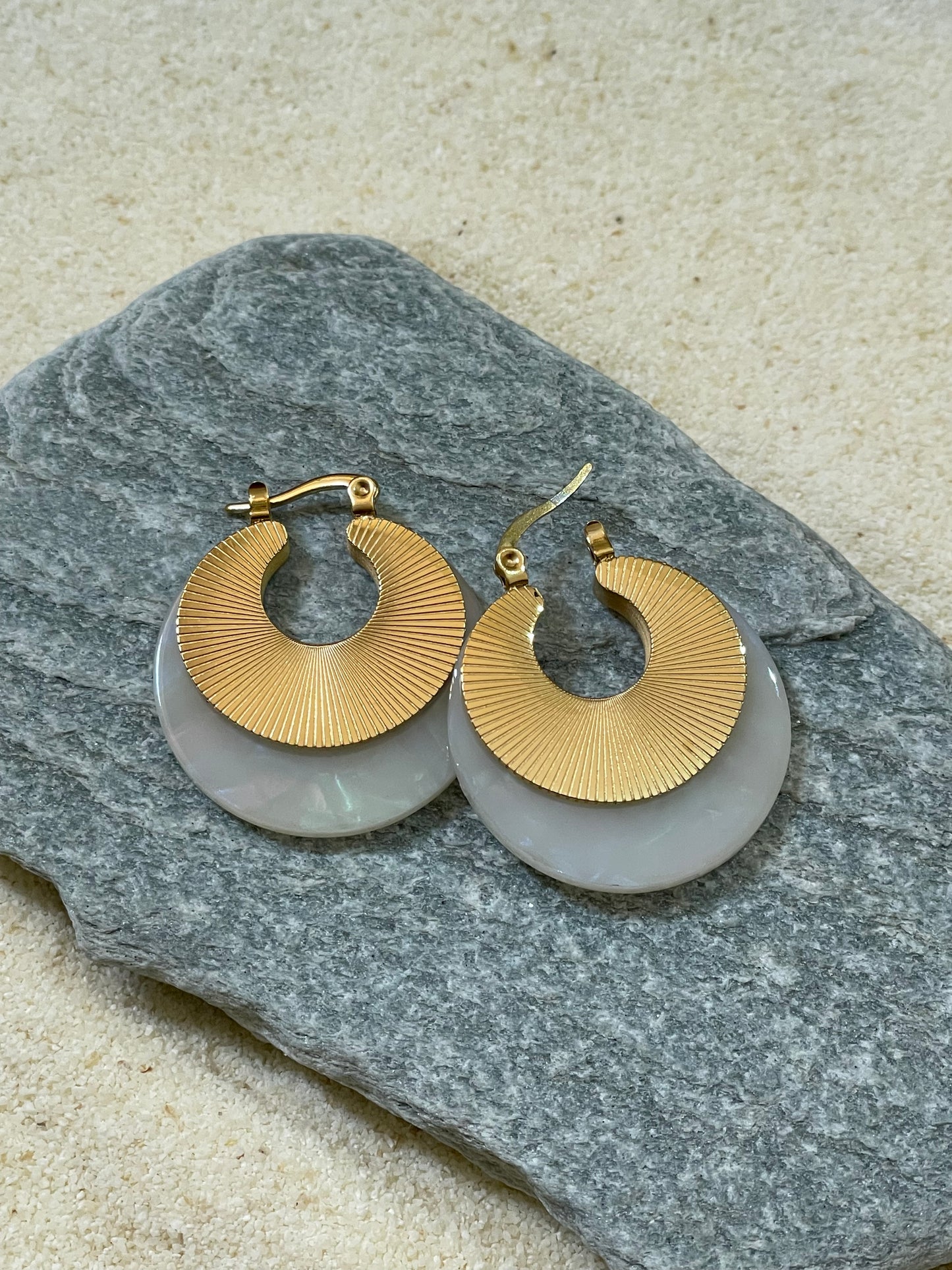 Resin and gold hoops
