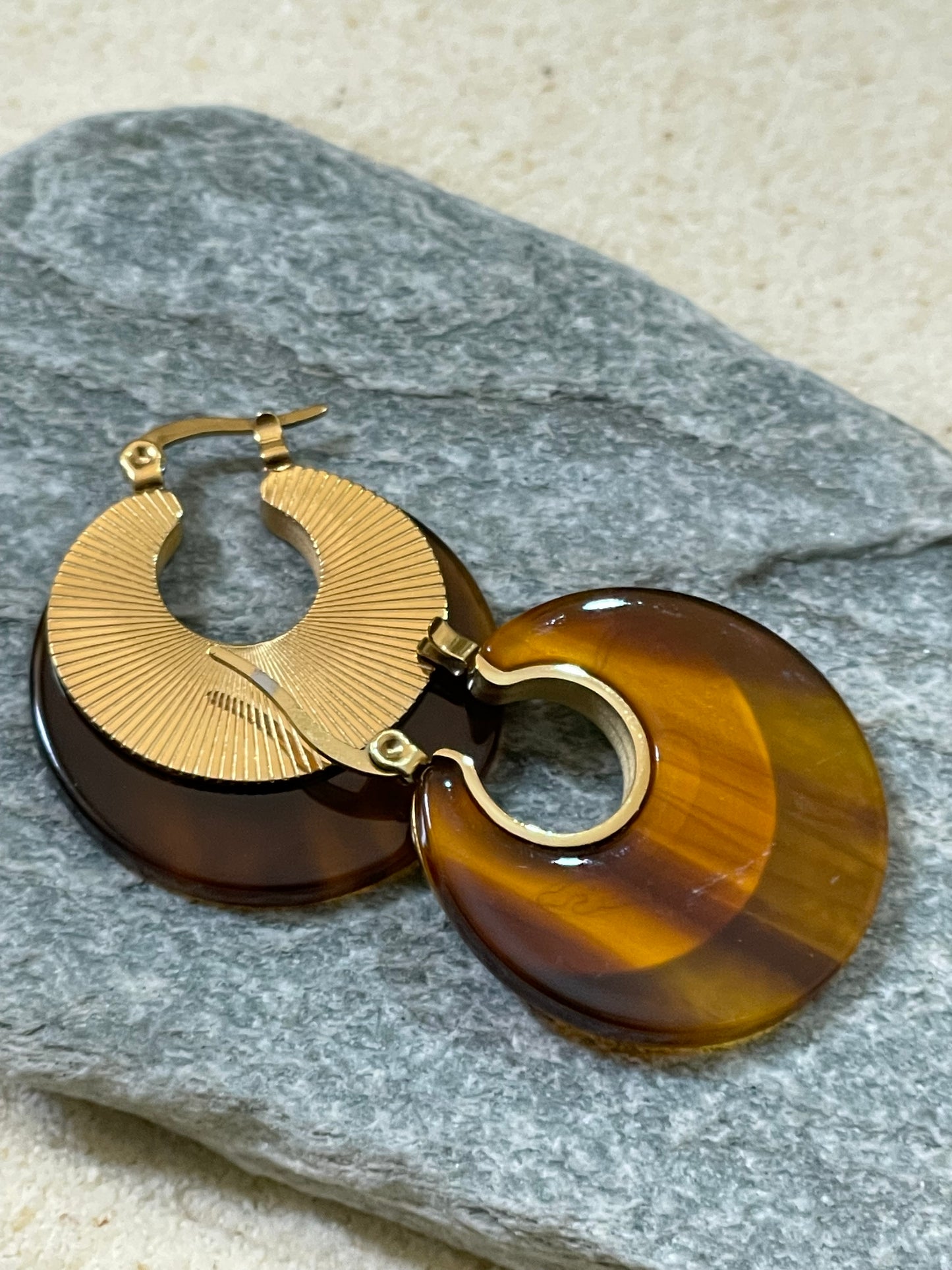 Resin and gold hoops