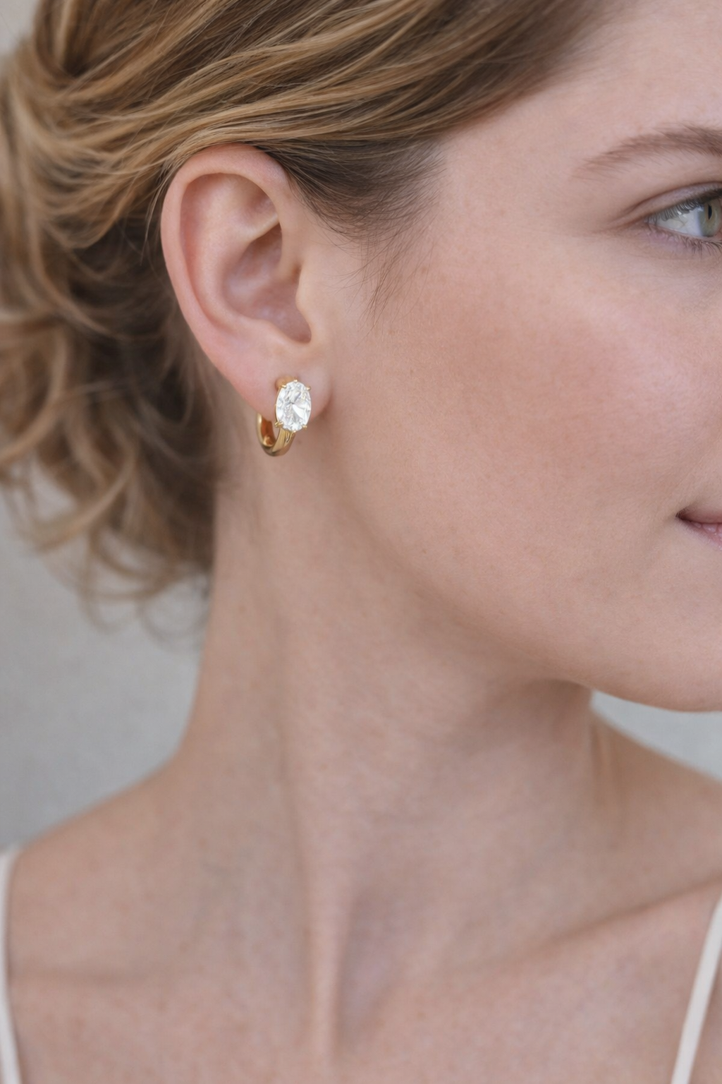 Solitaire Huggie Hoop Earrings.