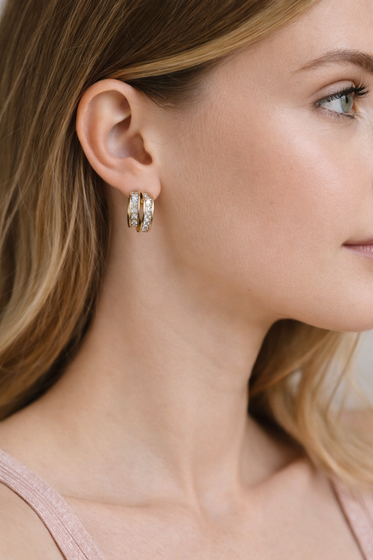 Glimmering Arc Double-Band Studs